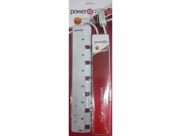POWER ON 6 GANG BS EXTENSION SOC W/SURGE